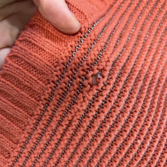 Jessica Simpson Womens Sweater Large 3/4 Sleeve Cold Shoulder Chunky Knit Orange - Picture 8 of 10